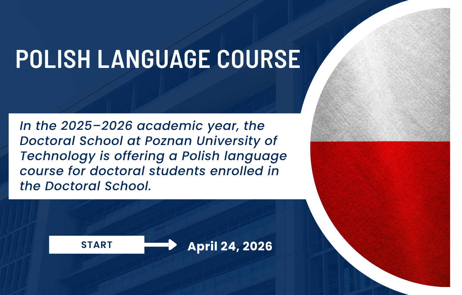 Polish language course for doctoral students at the PUT Doctoral School ...