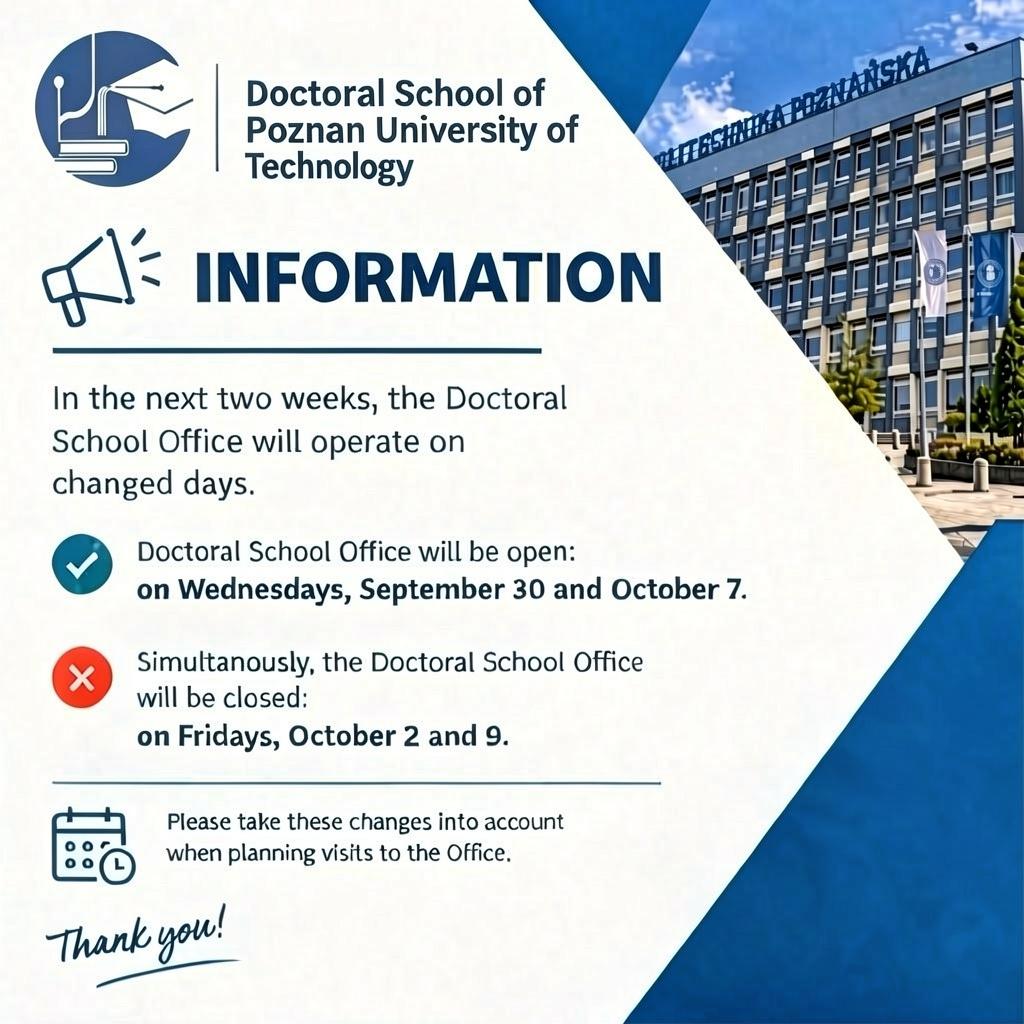 Modified Opening Days of the Doctoral School Office