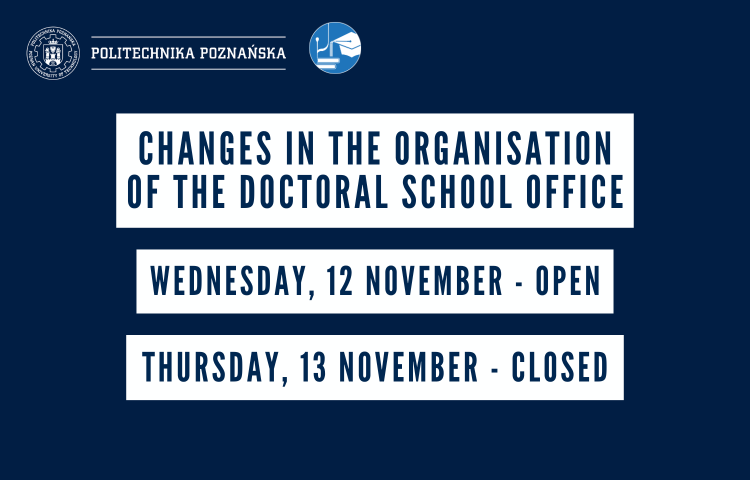 infographic changes in the organisation of the Doctoral School Office on 12–13 November