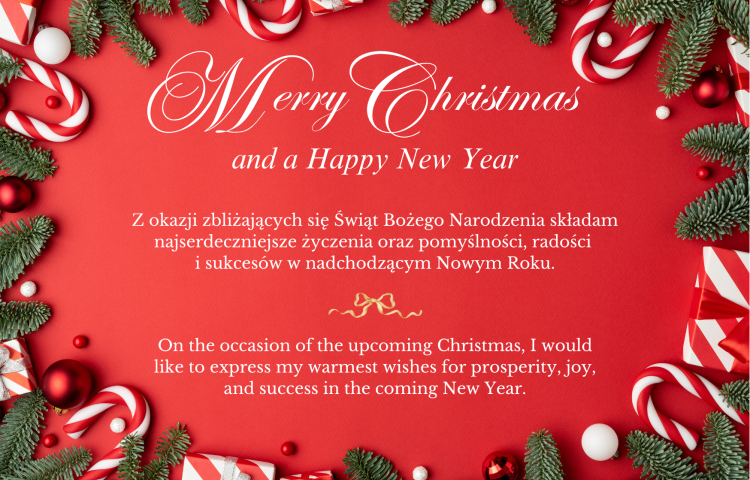 A Christmas card with best wishes for a Merry Christmas and a Happy New Year.