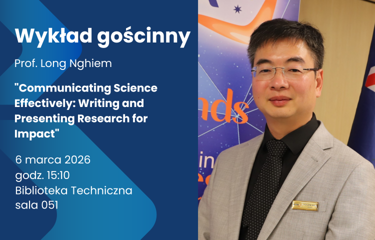 Plakat ze zdjęciem Pana Profesora Longa Ngiema zapraszający na jego wykład gościnny w dniu 6 marca o godz. 15:10.